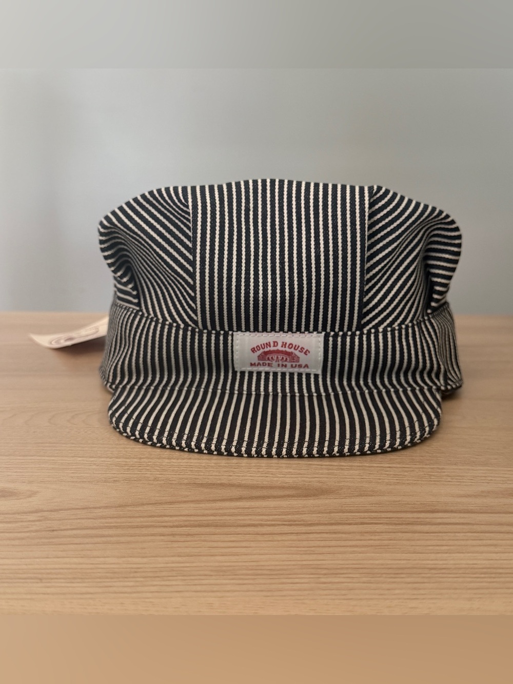 NWT Round House Railroad Striped Hat Cap Adjustable Snapback White Blue USA